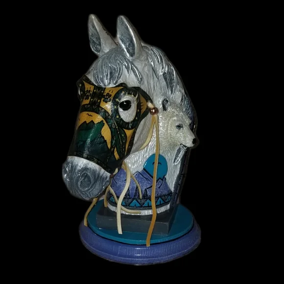 Spirit Horse Howling Wolf Bust Statue
